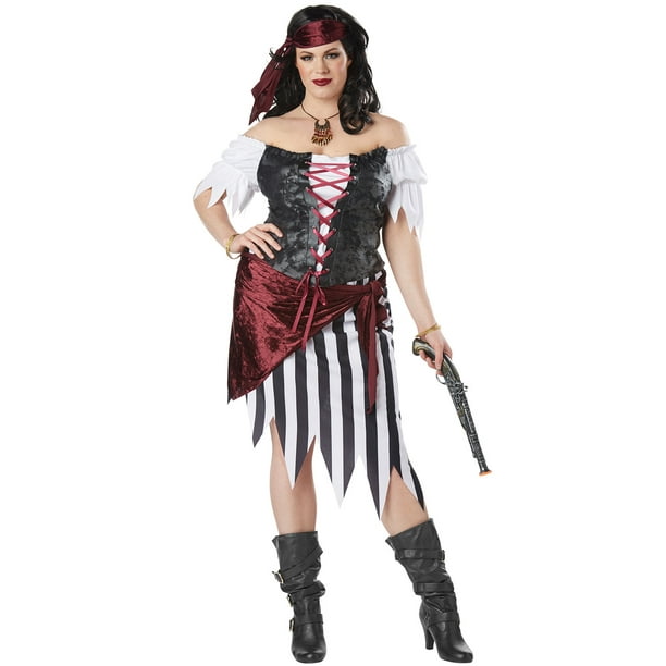 Ruby Pirate Beauty Ladies Fancy Dress Plus Size Adults Halloween Costume Outfit 